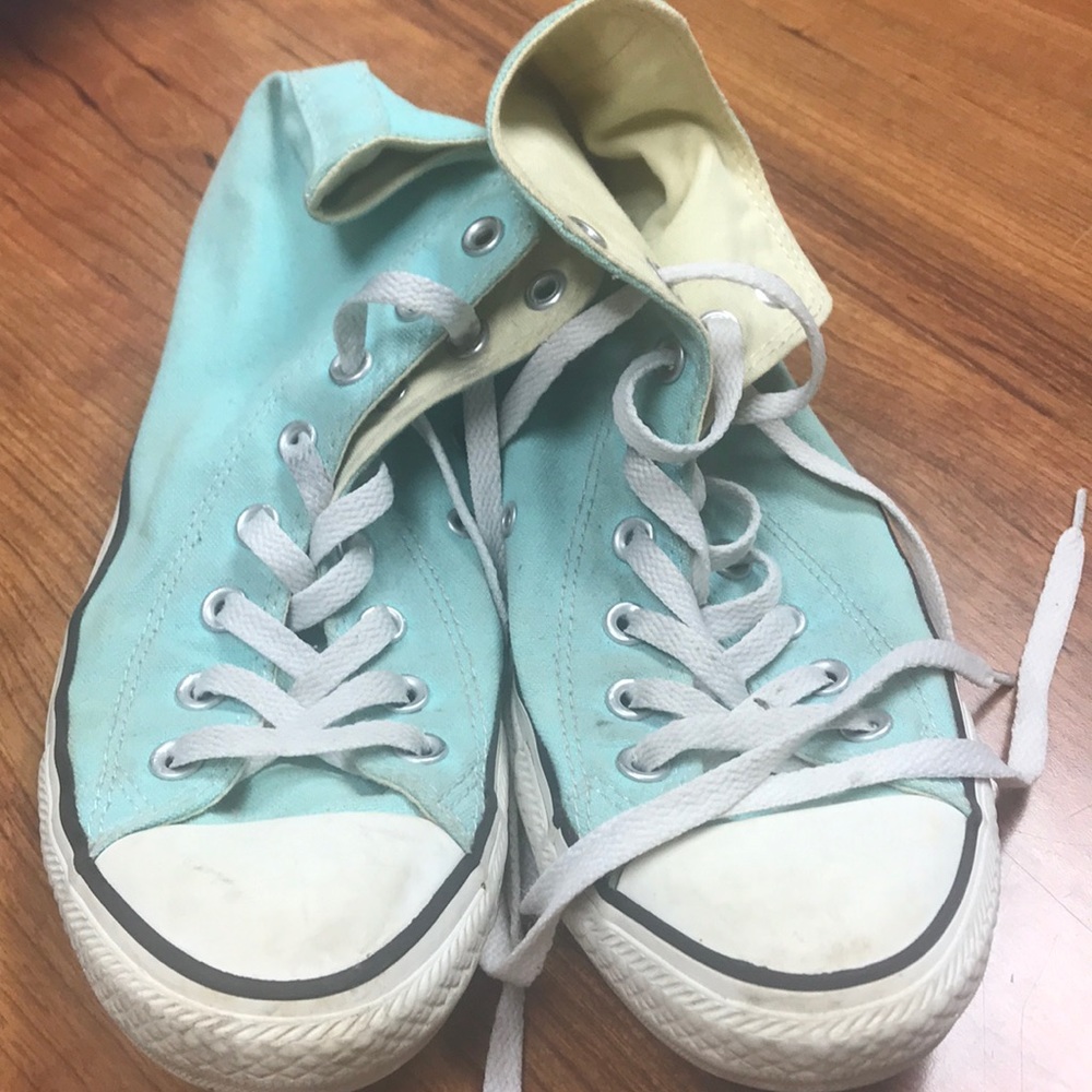 Teal Converse High Top unisex M8/W10 slightly worn